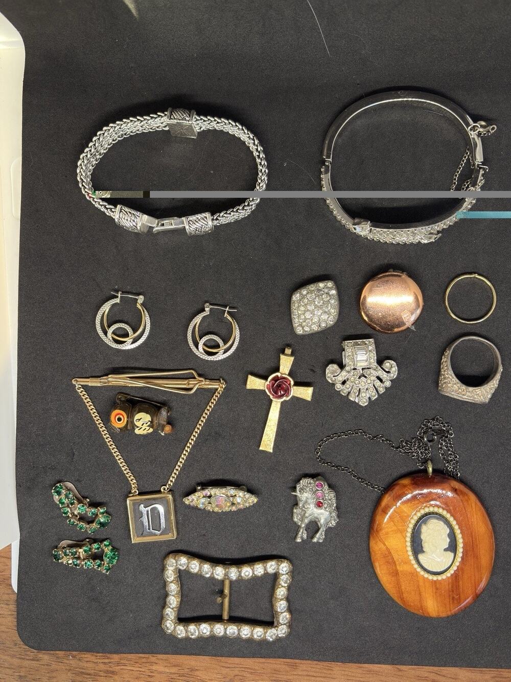Vintage Victorian To Costume Rhinestone Cameo Napier Bracelet Jewelry Lot
